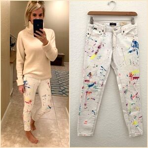 POLO Ralph Lauren White Paint-Splattered Skinny Jeans